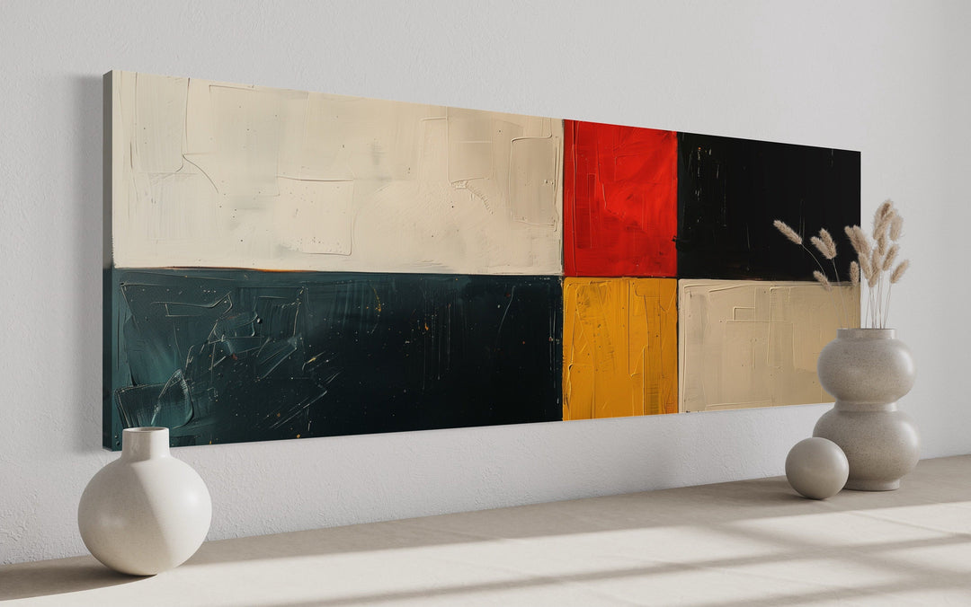 Black Red Gold Geometric Modern Horizontal Wall Art