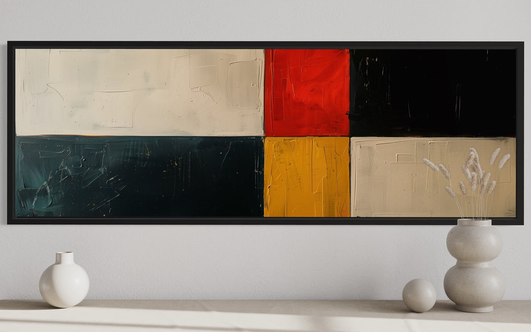 Black Red Gold Geometric Modern Horizontal Wall Art