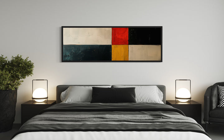 Black Red Gold Geometric Modern Horizontal Wall Art