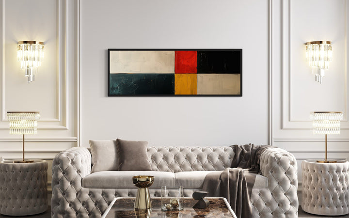 Black Red Gold Geometric Modern Horizontal Wall Art