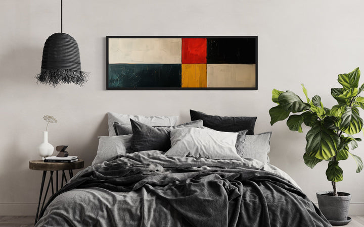 Black Red Gold Geometric Modern Horizontal Wall Art