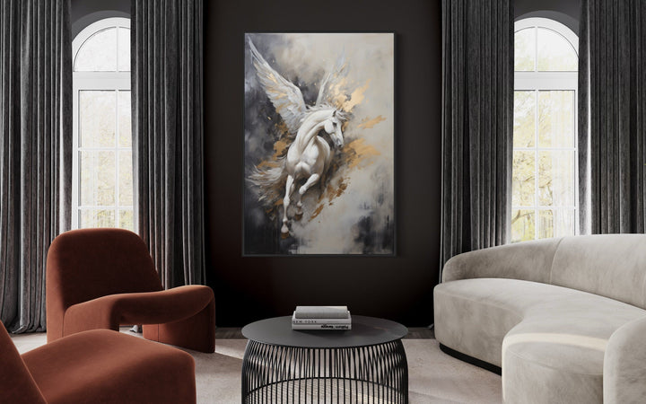 Black White Gold Pegasus Wall Art