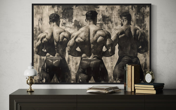 Black and White Bodybuilding Motivational Gym Wall Art