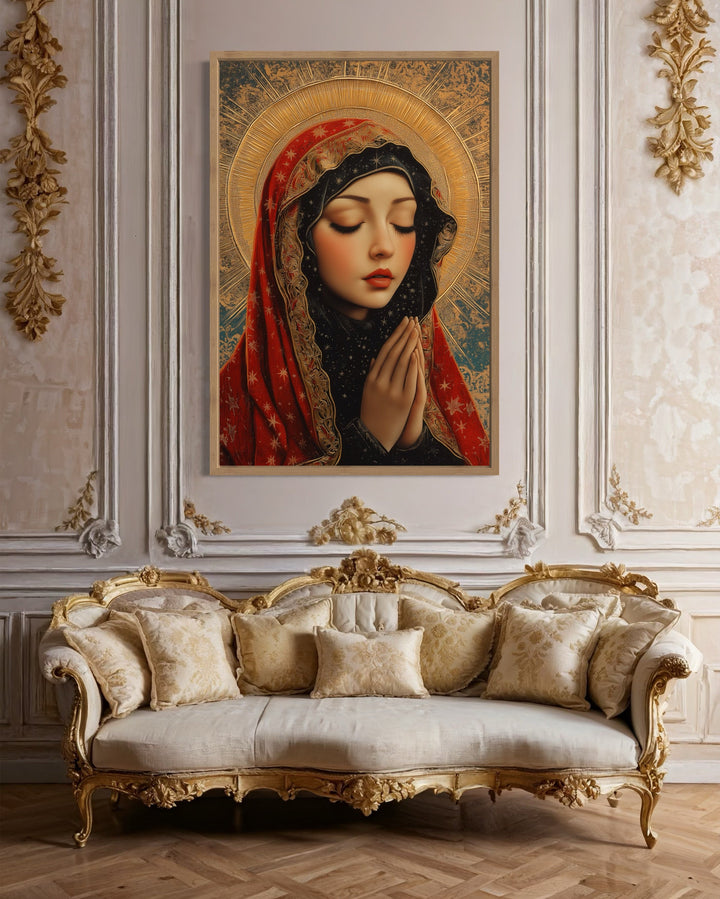 Blessed Virgin Mary Modern Icon Framed Christian Canvas Wall Art