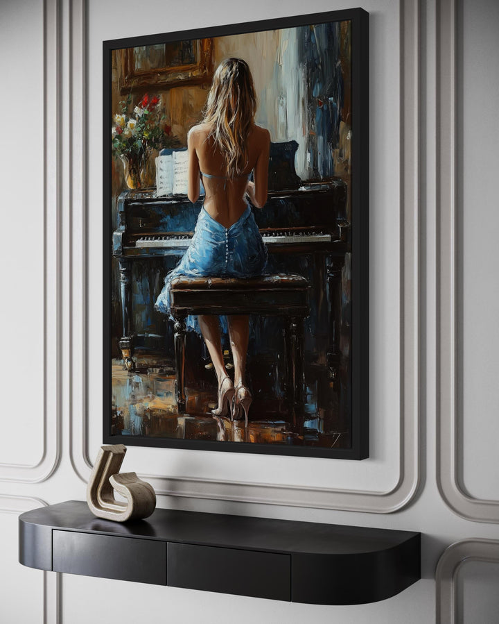 Blonde Woman Playing Piano Wall Art
