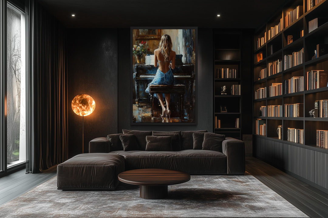 Blonde Woman Playing Piano Wall Art