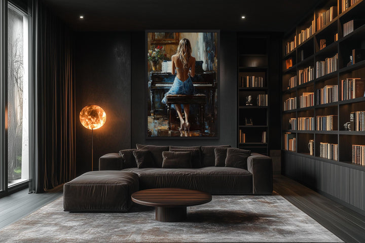Blonde Woman Playing Piano Wall Art