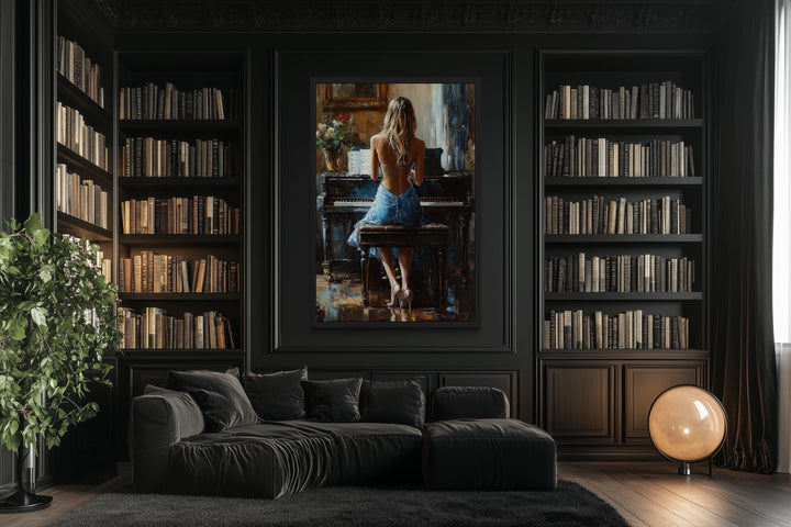 Blonde Woman Playing Piano Wall Art