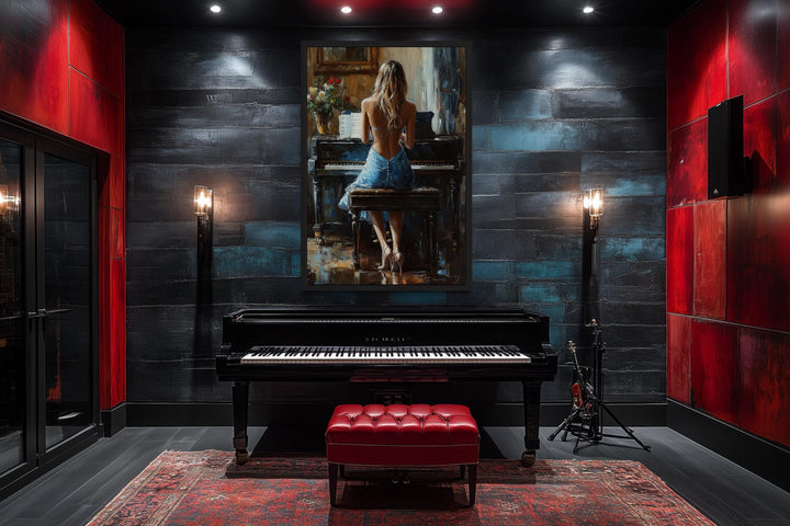 Blonde Woman Playing Piano Wall Art