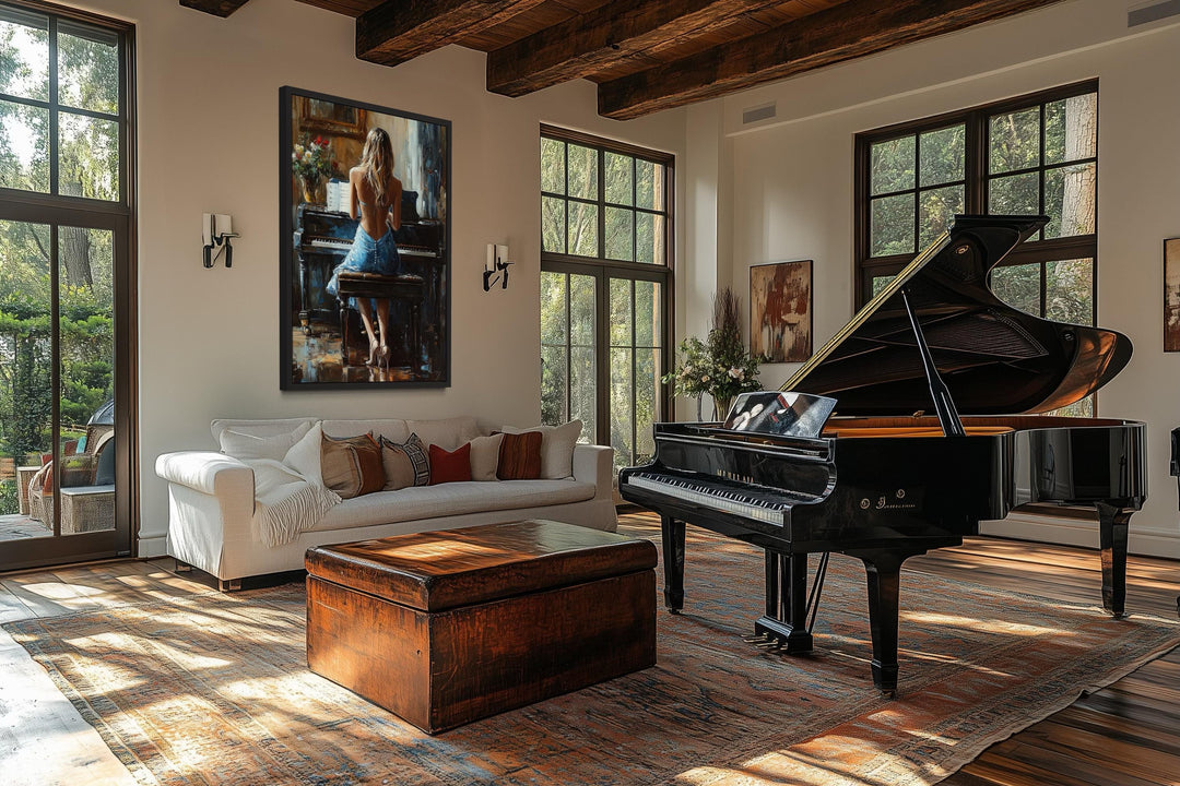 Blonde Woman Playing Piano Wall Art