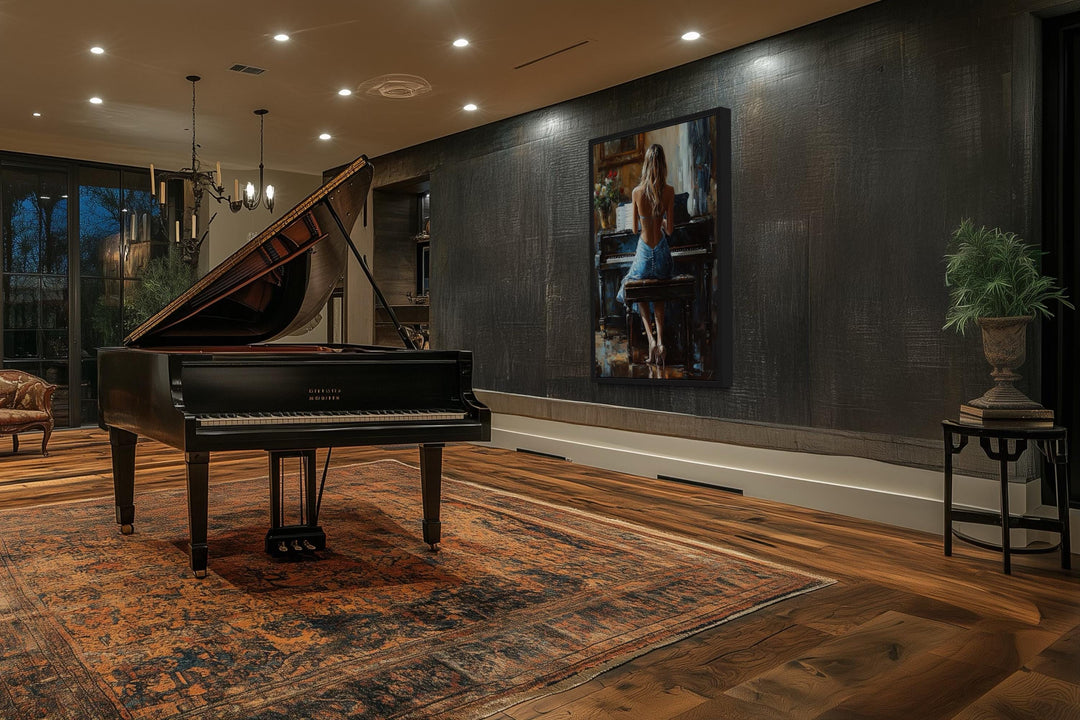 Blonde Woman Playing Piano Wall Art