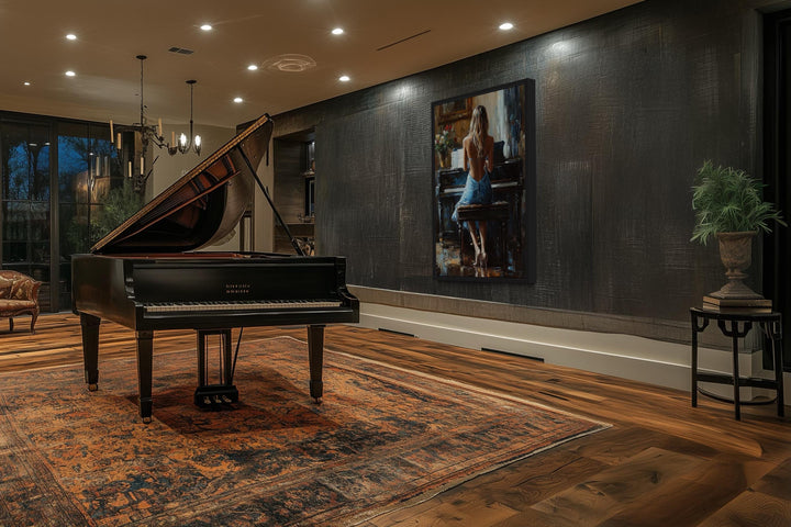Blonde Woman Playing Piano Wall Art