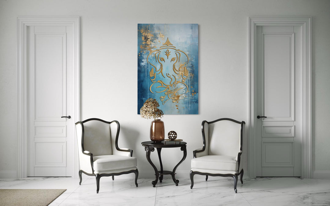 Blue And Gold Lord Ganesha Wall Art