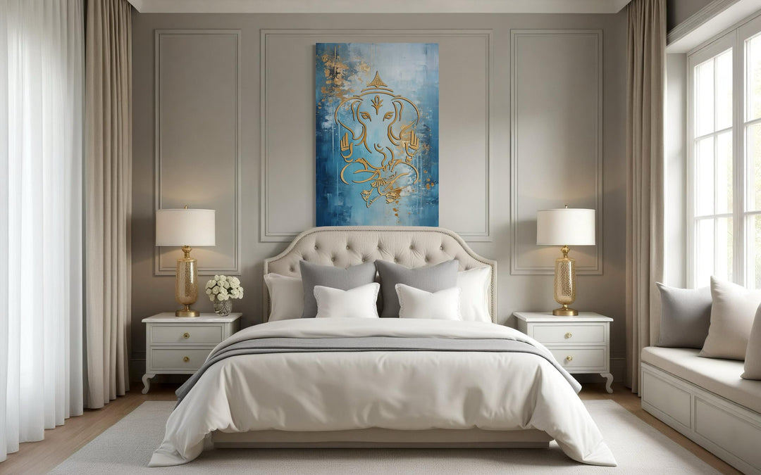 Blue And Gold Lord Ganesha Wall Art