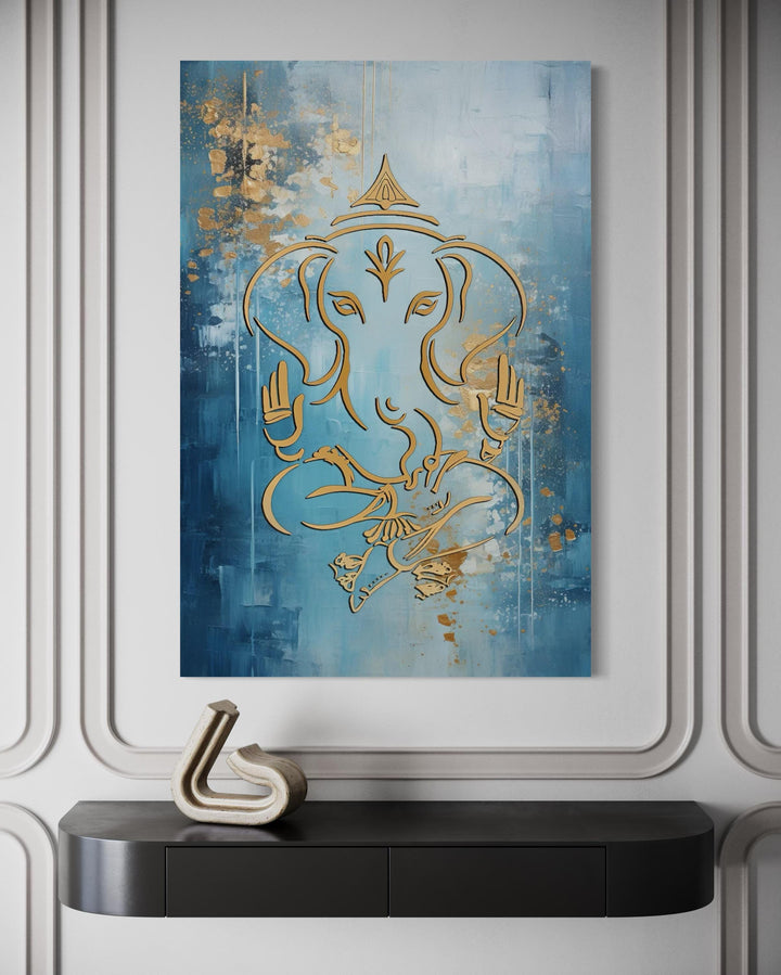 Blue And Gold Lord Ganesha Wall Art