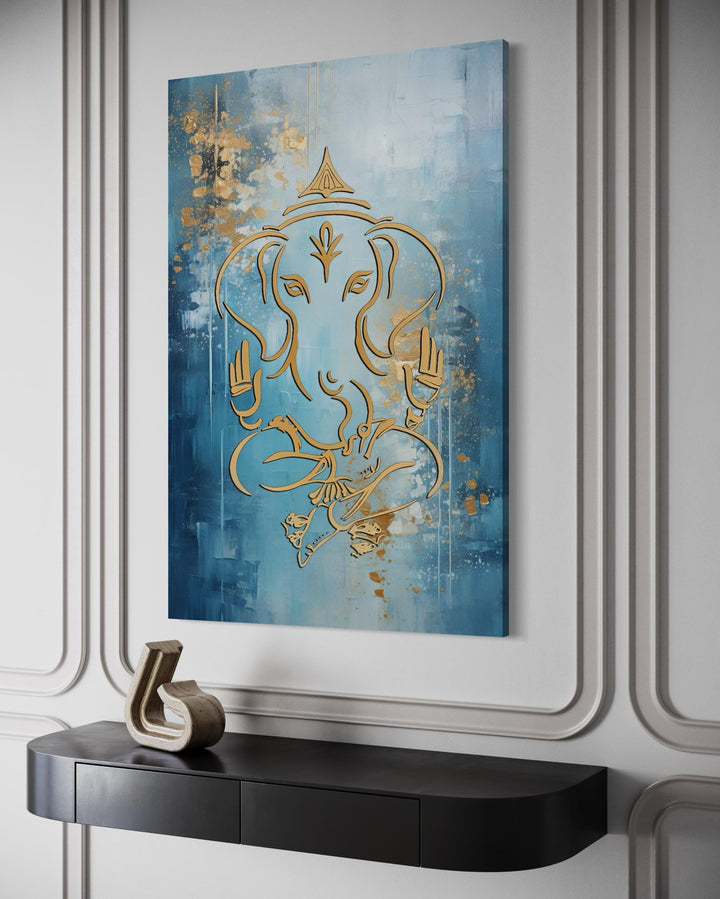 Blue And Gold Lord Ganesha Wall Art