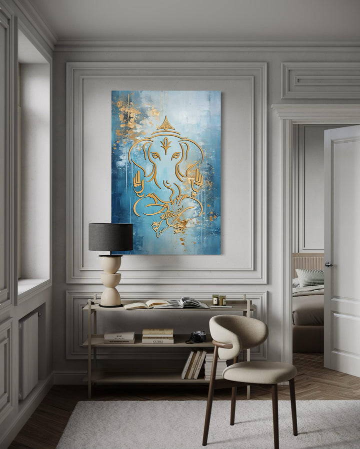 Blue And Gold Lord Ganesha Wall Art
