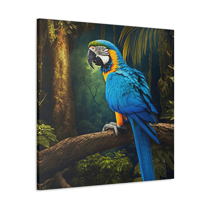 Blue And Yellow Gold Macaw Parrot Framed Canvas Wall Art