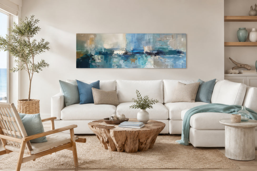 Blue Grey Aqua Abstract Wall Art for Bedroom | Calm Art – Wall Decor Delights