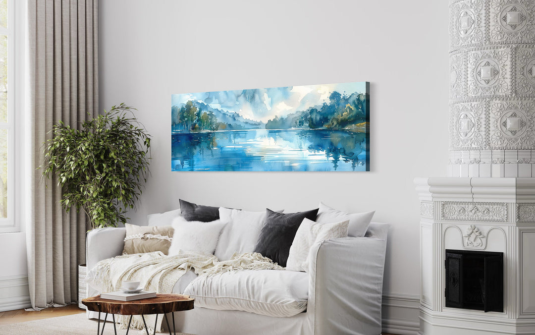 Blue Lake Landscape Horizontal Above Bed Wall Art