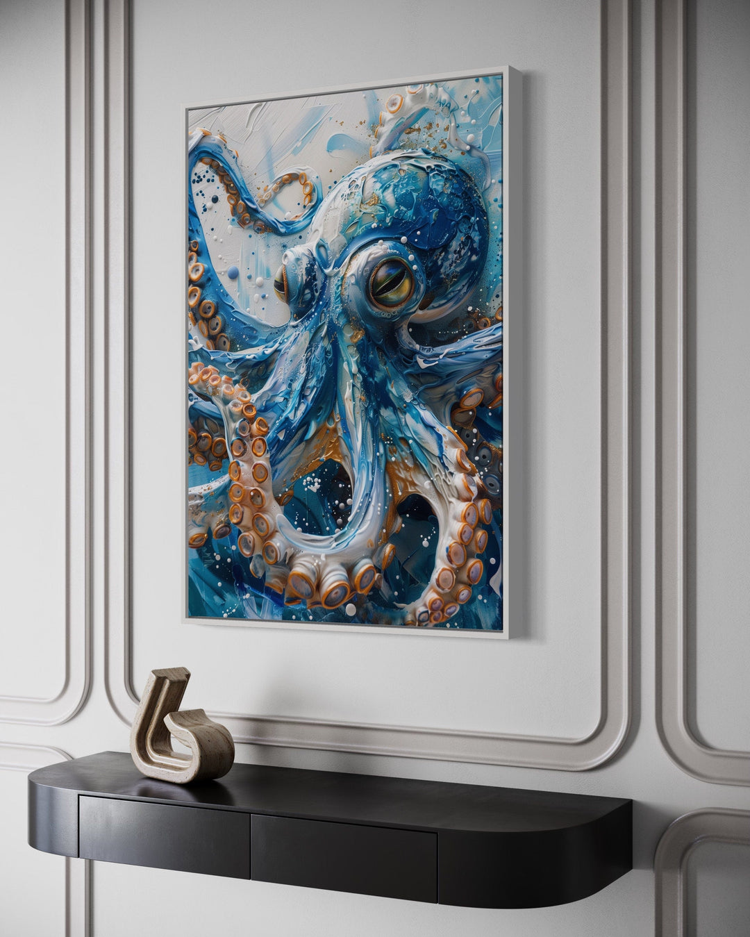 Blue Octopus Framed Canvas Wall Art