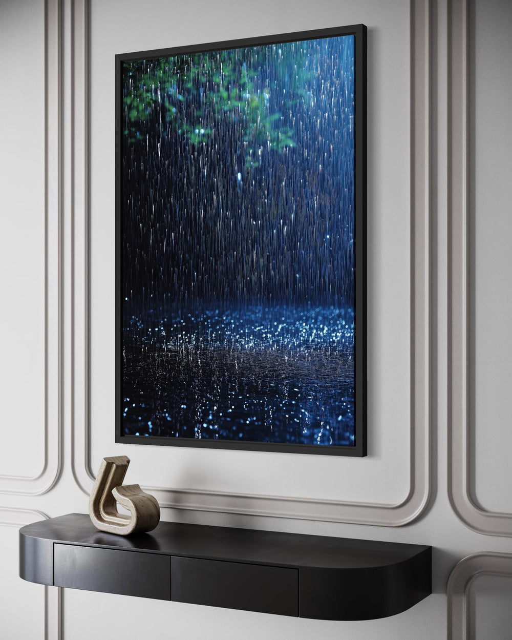 Blue Rain Wall Art - Modern Tree Canvas Print | Serene Home Decor For Men