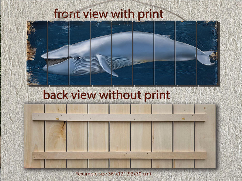Blue Whale Distressed Wood Wall Art