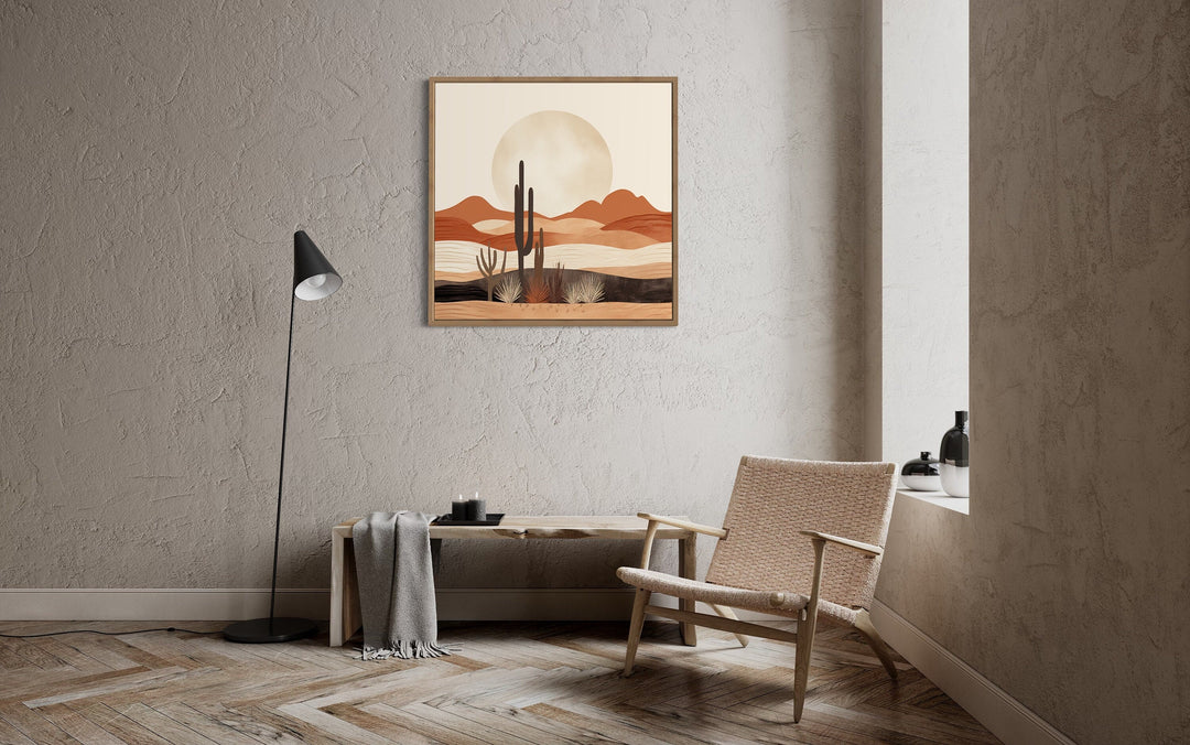 Boho Minimalist Neutral Arizona Desert Landscape Framed Canvas Wall Art