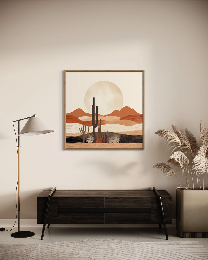 Boho Minimalist Neutral Arizona Desert Landscape Framed Canvas Wall Art