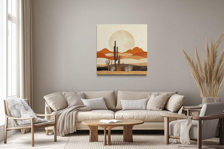 Boho Minimalist Neutral Arizona Desert Landscape Framed Canvas Wall Art