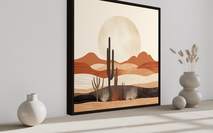 Boho Minimalist Neutral Arizona Desert Landscape Framed Canvas Wall Art