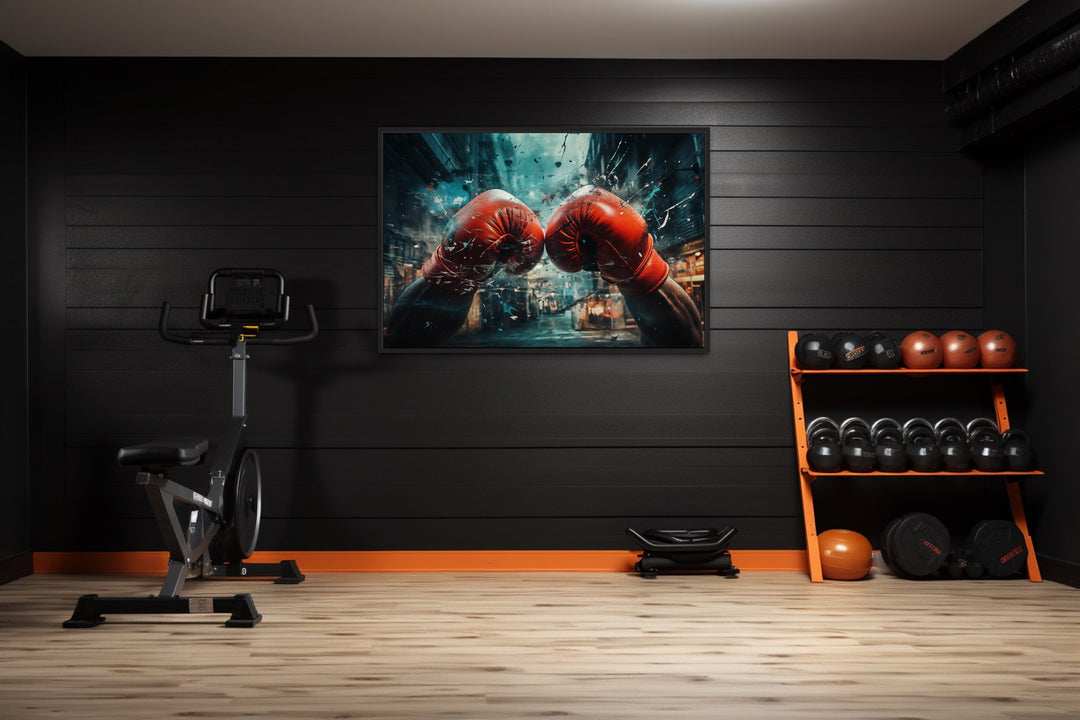 Boxing Gloves Graffiti Painting Boxing Framed Canvas Wall Art