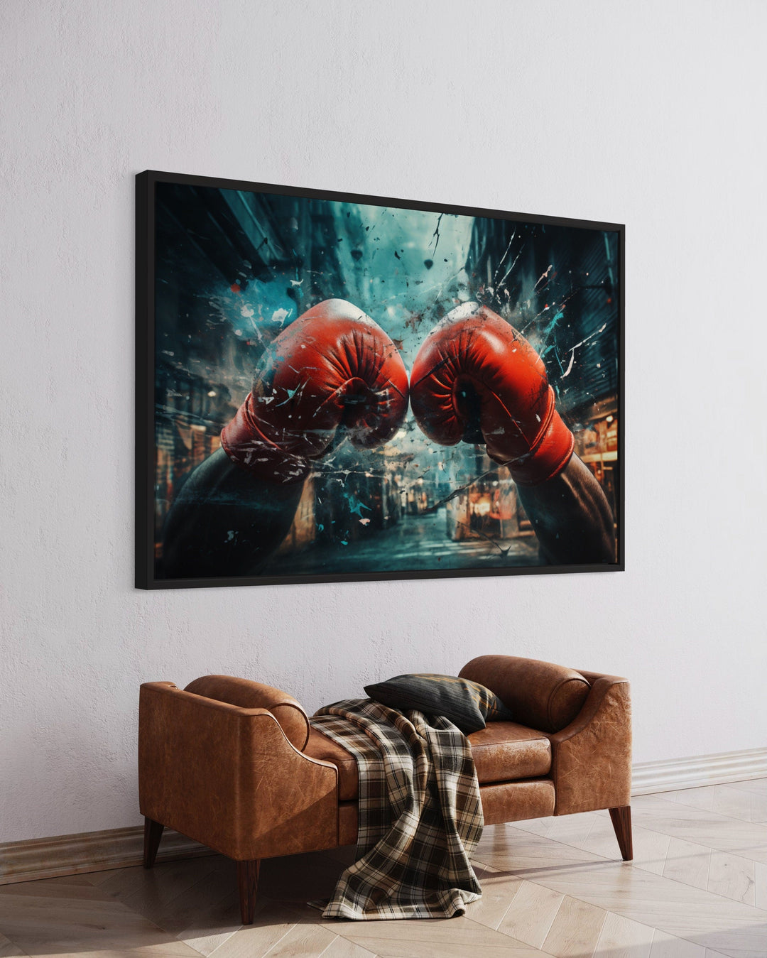 Boxing Gloves Graffiti Painting Boxing Framed Canvas Wall Art