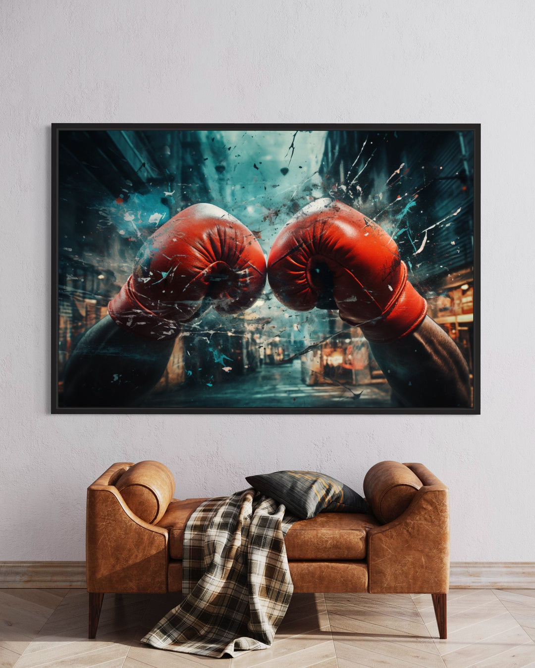 Boxing Gloves Graffiti Painting Boxing Framed Canvas Wall Art