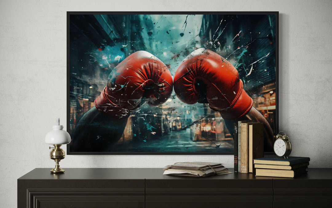 Boxing Gloves Graffiti Painting Boxing Framed Canvas Wall Art