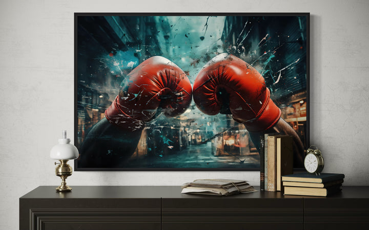 Boxing Gloves Graffiti Painting Boxing Framed Canvas Wall Art