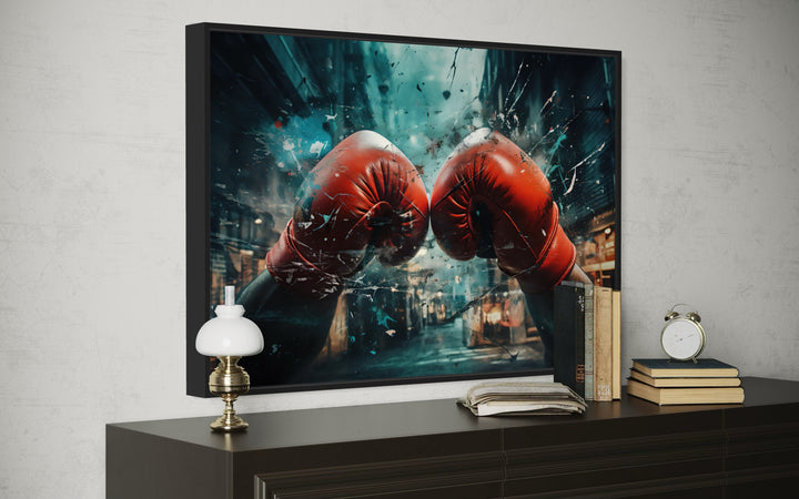 Boxing Gloves Graffiti Painting Boxing Framed Canvas Wall Art