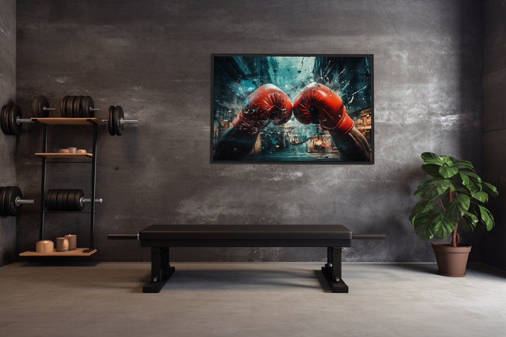 Boxing Gloves Graffiti Painting Boxing Framed Canvas Wall Art