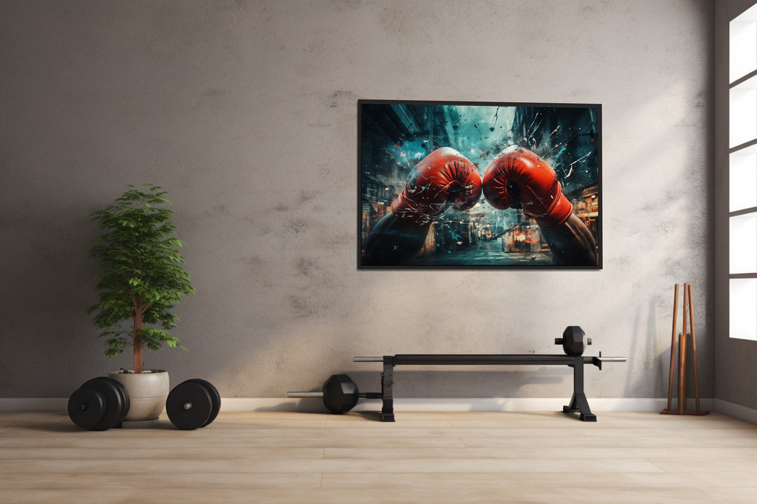 Boxing Gloves Graffiti Painting Boxing Framed Canvas Wall Art