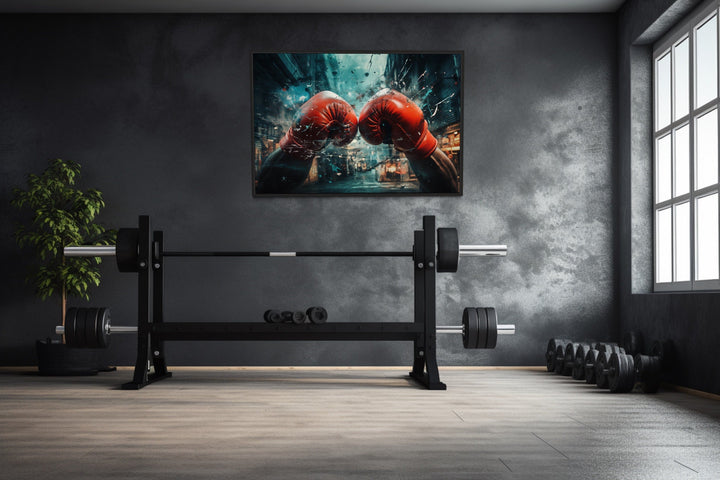 Boxing Gloves Graffiti Painting Boxing Framed Canvas Wall Art