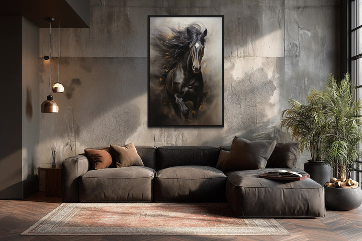 Brown Abstract Horse Framed Canvas Wall Art