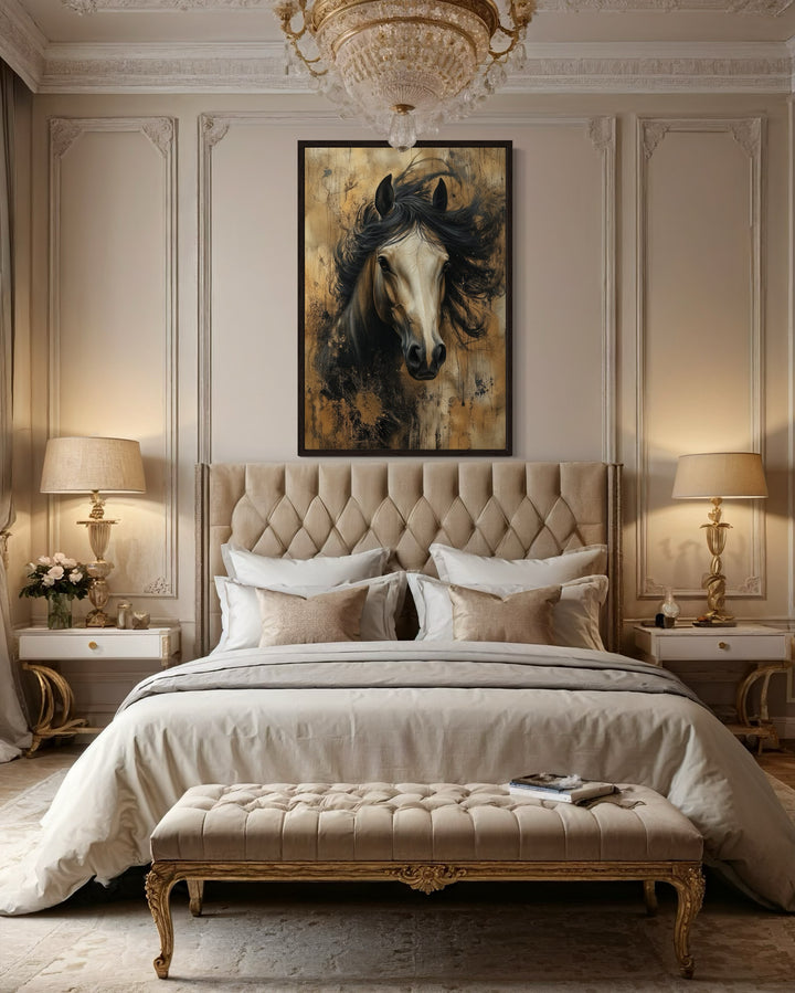 Brown Abstract Horse Framed Canvas Wall Art