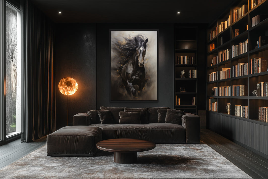Brown Abstract Horse Framed Canvas Wall Art