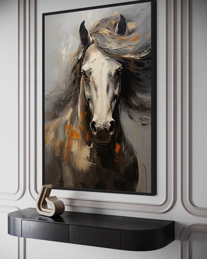 Brown Abstract Horse Framed Canvas Wall Art