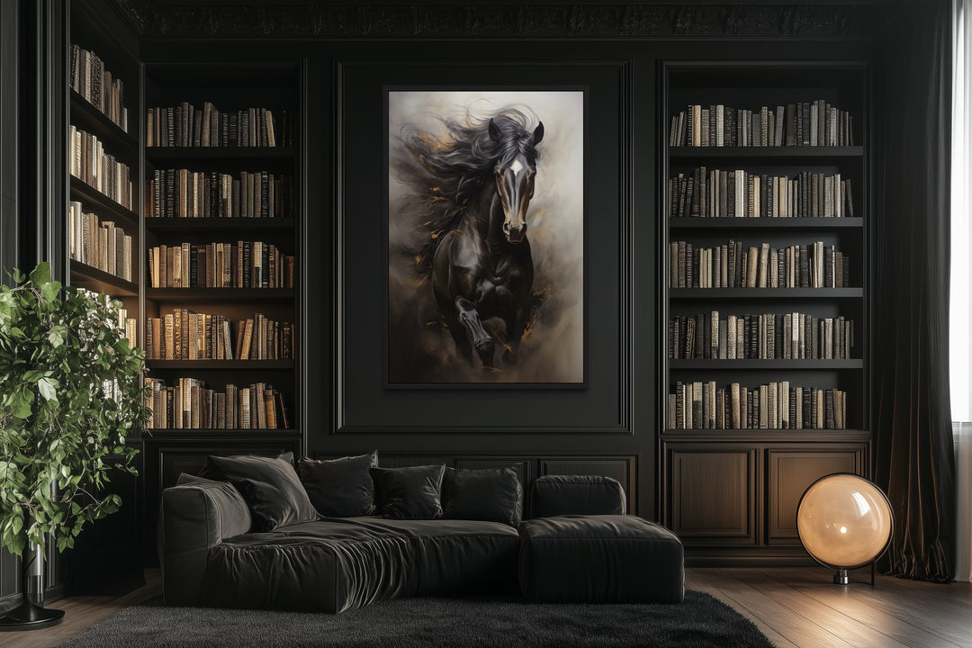 Brown Abstract Horse Framed Canvas Wall Art