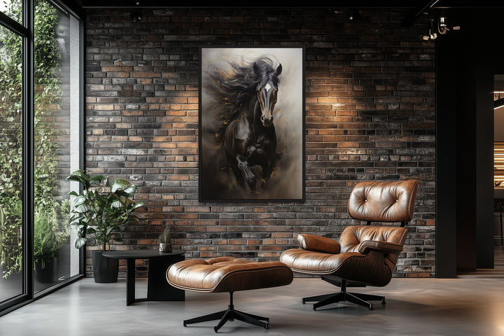 Brown Abstract Horse Framed Canvas Wall Art