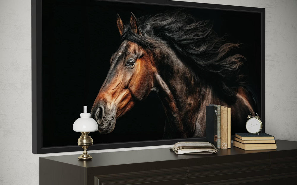 Brown Horse Extra Large Framed Canvas Wall Art