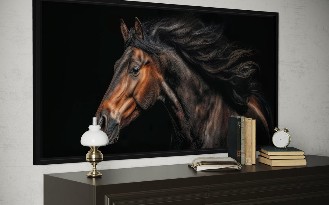 Brown Horse Extra Large Framed Canvas Wall Art