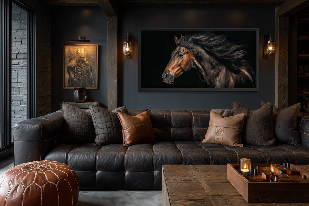 Brown Horse Extra Large Framed Canvas Wall Art