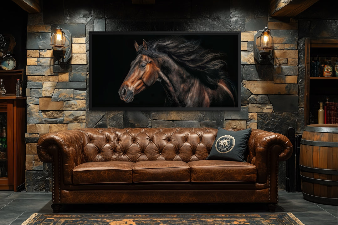 Brown Horse Extra Large Framed Canvas Wall Art